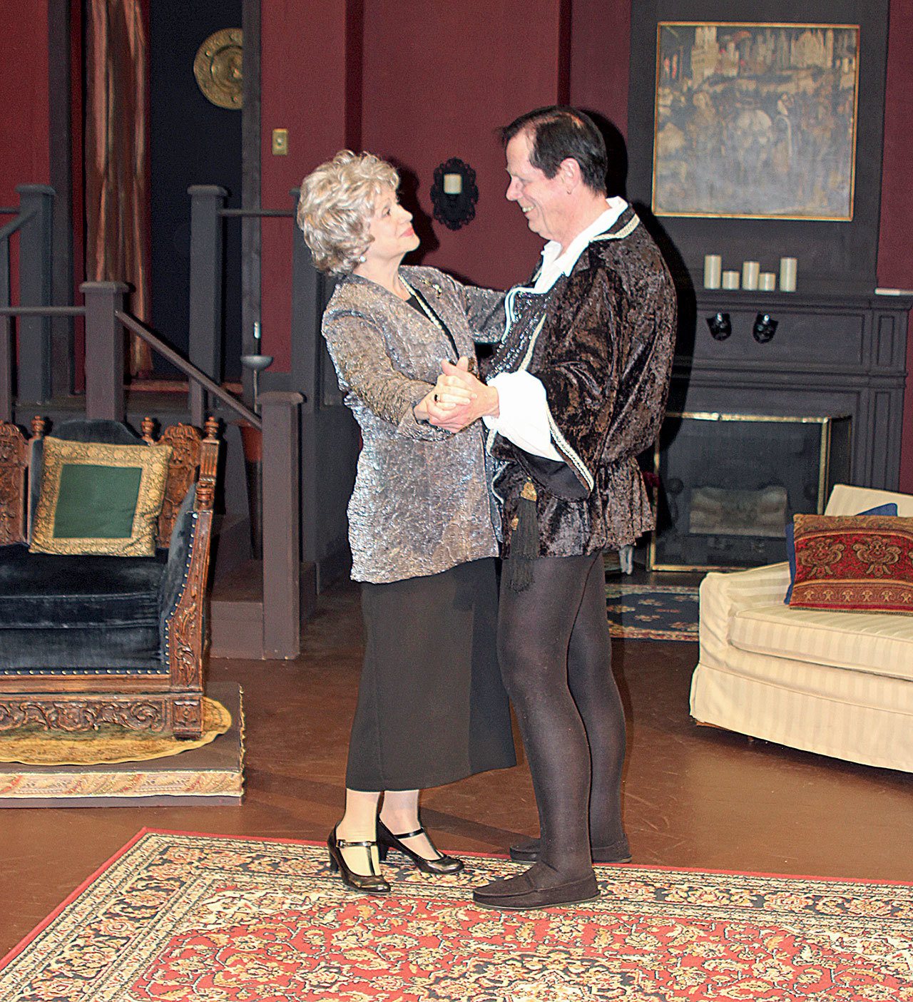 Kathleen Balducci and and Pat Owens dance during a rehearsal of “I Hate Hamlet.” — Kate Carter.