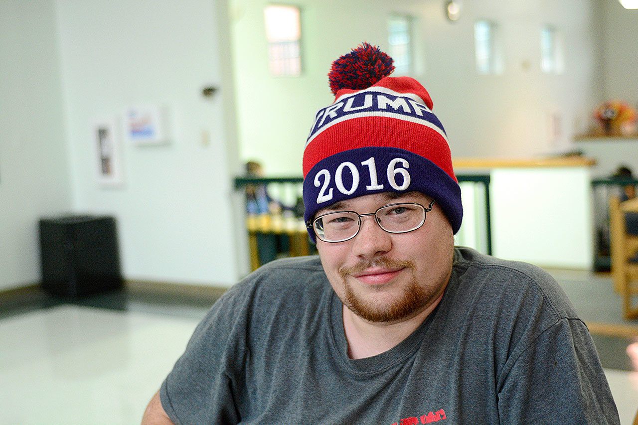 Timothy Walch, a second-year student at Peninsula College, said he supported Donald Trump because of his business experience. (Jesse Major/Peninsula Daily News)​