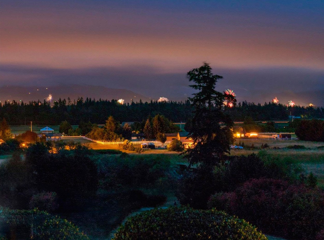 Several residents shoot fireworks simultaneously on the Fourth of July last summer in the Sequim area. Starting in 2018, if the Sequim City Council approves, it will be illegal to shoot off any fireworks in the city limits. (Bob Lampert)