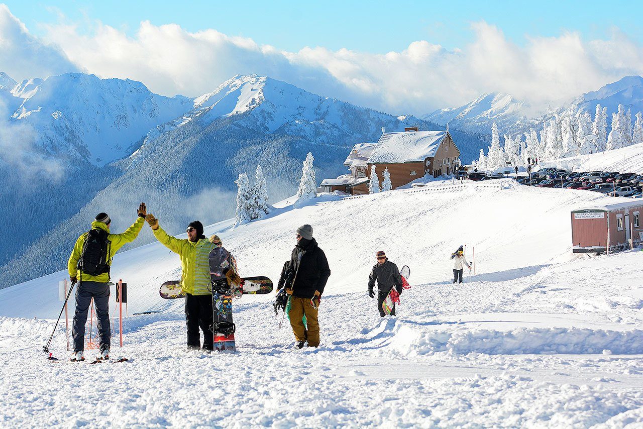 Snowboarders flocked to Hurricane Ridge for beautiful snow. (Jesse Major/Peninsula Daily News)