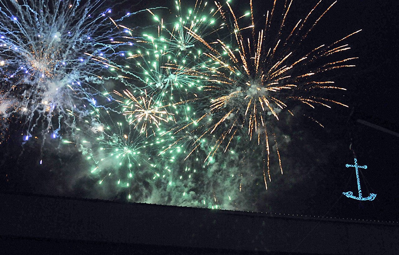 Fireworks blast over Port Townsend during last year’s First Night. (Jefferson County Historical Society)