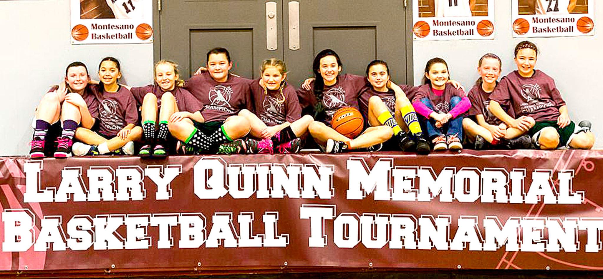 The Port Angeles Threat fifth- and sixth-grade team went 5-1 at the Larry Quinn Memorial Tournament in Montesano last weekend, cpturing their first tournament championship. The Port Angeles Threat played the Elma Cougars in the final game bya score of 22-19. From left, are Kaylen Gockerill-Mason, Piper Williams, Ava-Anne Sheehan, Clarissa Sprague, Jayden McCabe, Bryna Flores, Makenna Larson, Kiera Gedelman, Isabelle Felton and Lileighan Scheid. The team is coached by Chris Larson and Danny Gedelman.