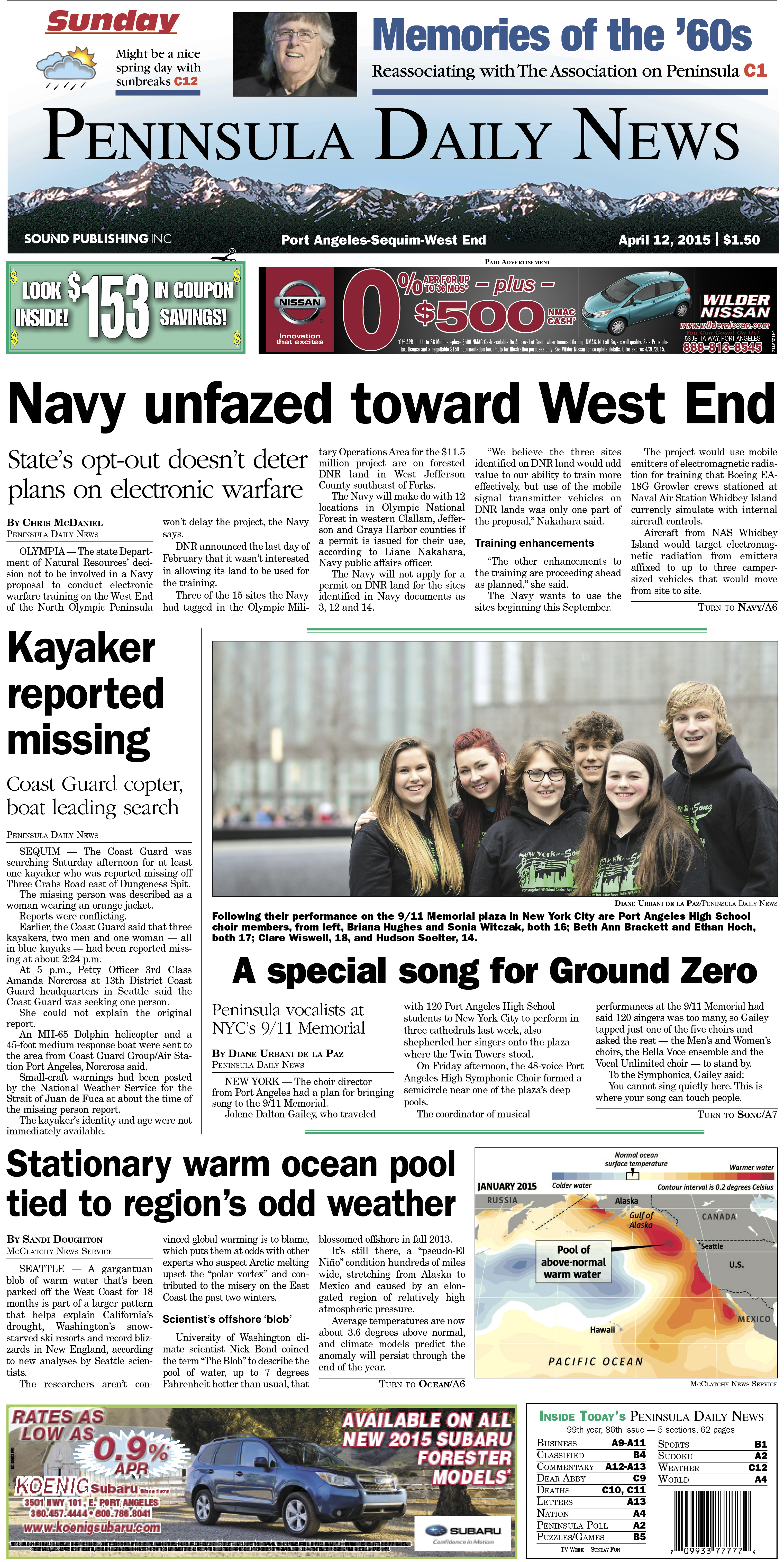 Today's front page tailored for the PDN's Clallam County edition. There's more inside that isn't online! ()