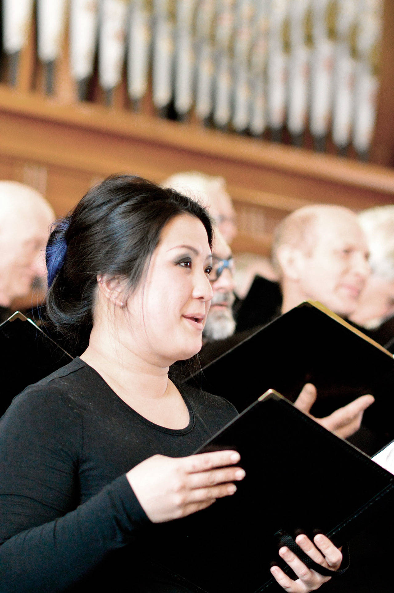 Cherry Geelan is among the sopranos in the Port Townsend Community Chorus. (Diane Urbani de la Paz/for Peninsula Daily News)
