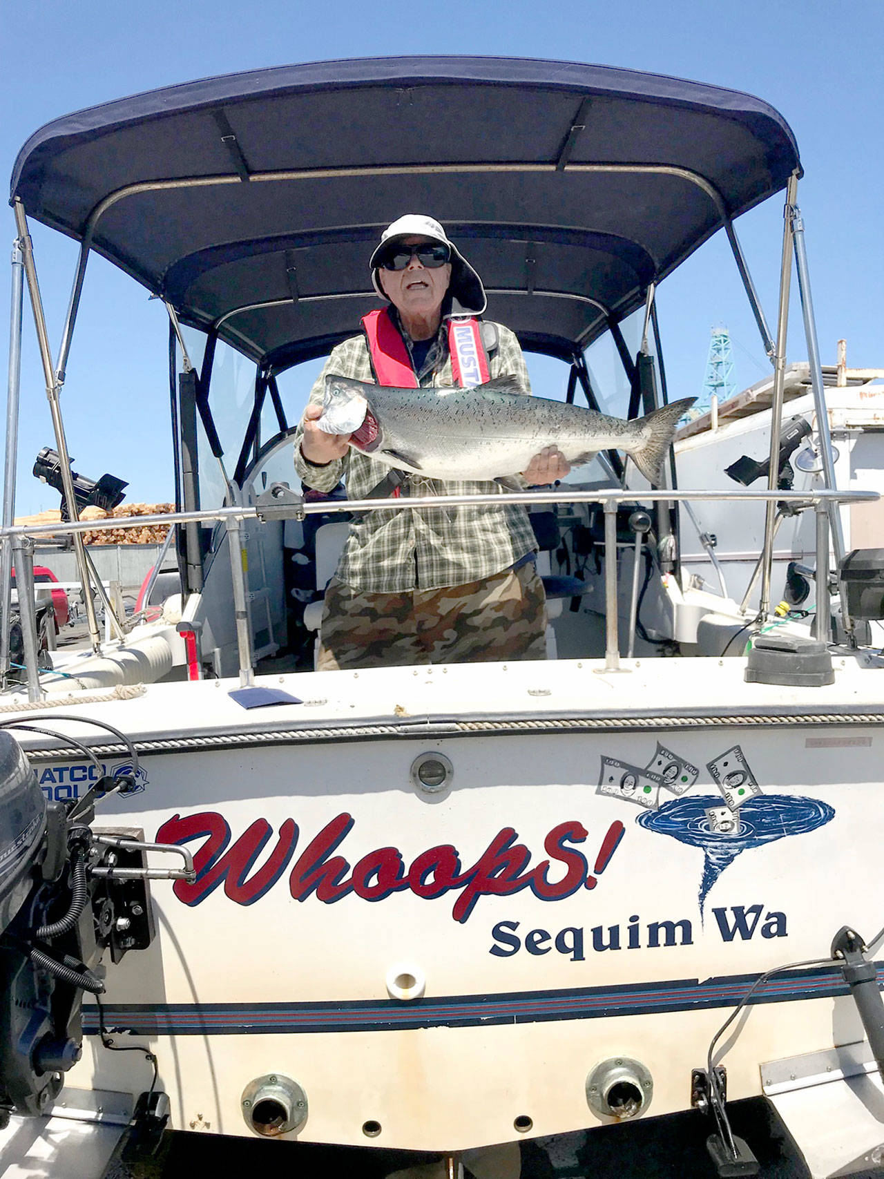 Bill Wrobel caught this 20-pound chinook on opening day while fishing off Ediz Hook near the mill using an Ace Hi Fly lure at 66 feet in 86 feet of water.