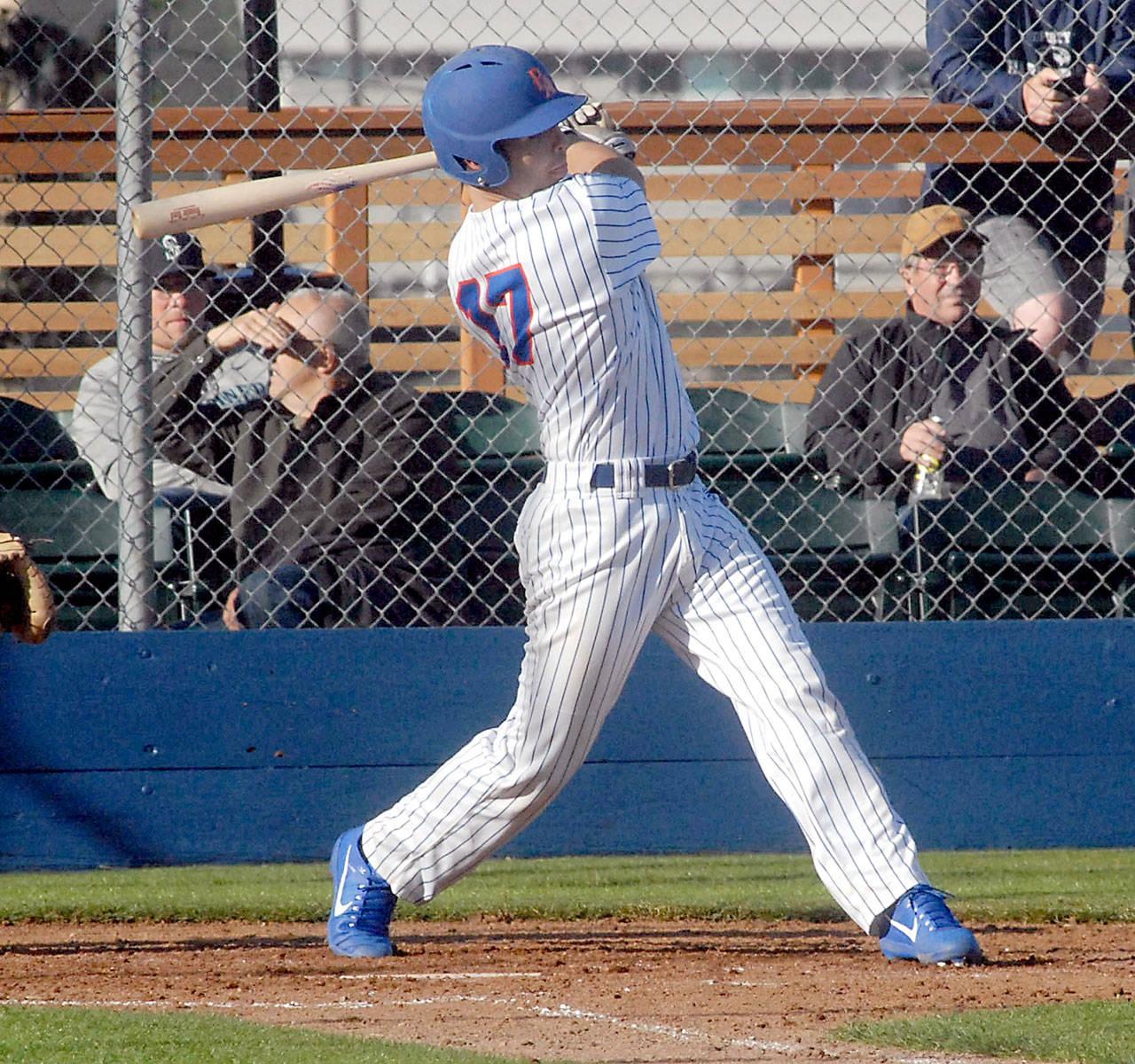 Port Angeles outfielder Matthew Christian pursued both baseball and football at the NCAA Division I level. Keith Thorpe/Peninsula Daily News