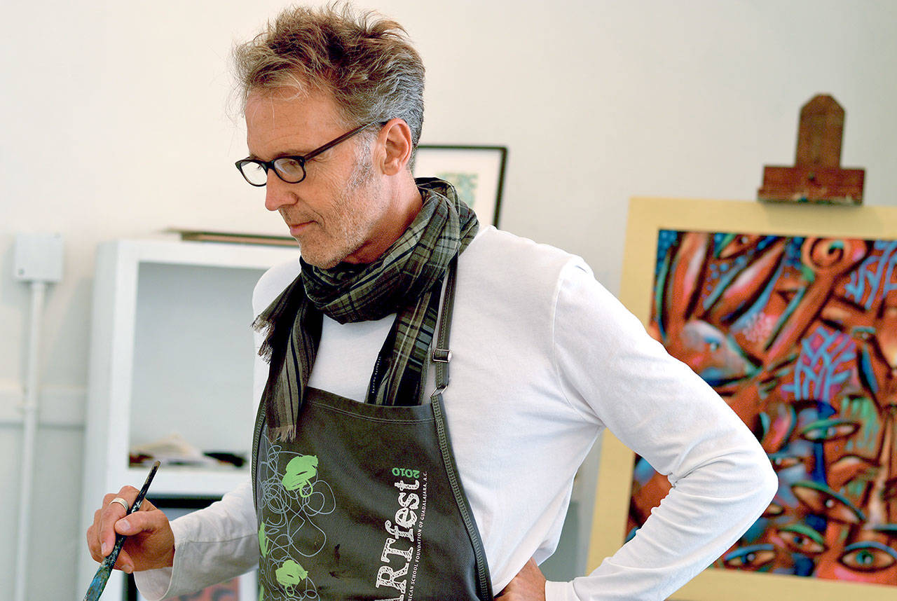 Artist John Hillmer hosts an open studio and show today and Saturday at Fort Worden State Park’s Building 205. (Diane Urbani de la Paz/for Peninsula Daily News)