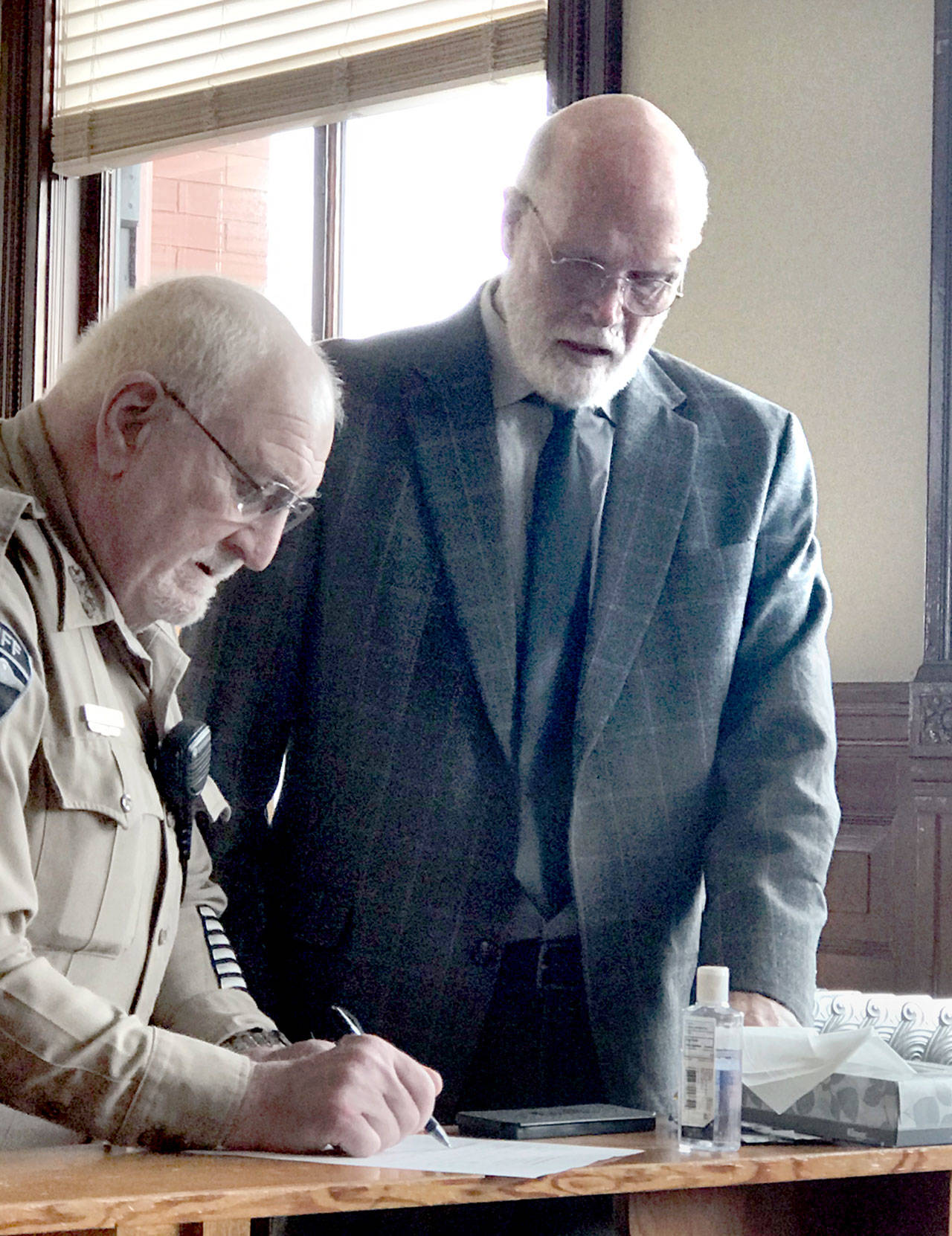 Patrick Cleon McConnell will serve no additional jail time following his sentencing hearing on Friday in Jefferson County Superior Court. McConnell, 64, entered an Alford plea to vehicular homicide that resulted in the death of bicyclist Marcus Henthorn in March 2018. (Brian McLean/Peninsula Daily News)