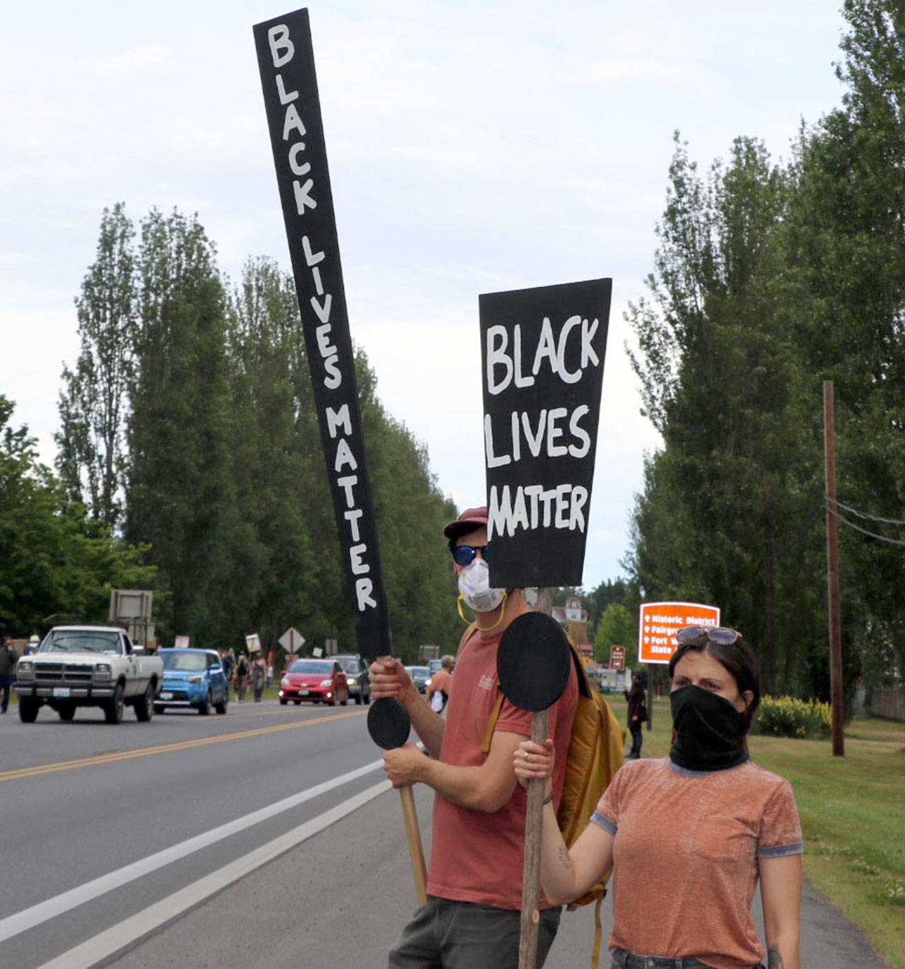Port Townsend High School students marched against racism on Friday.