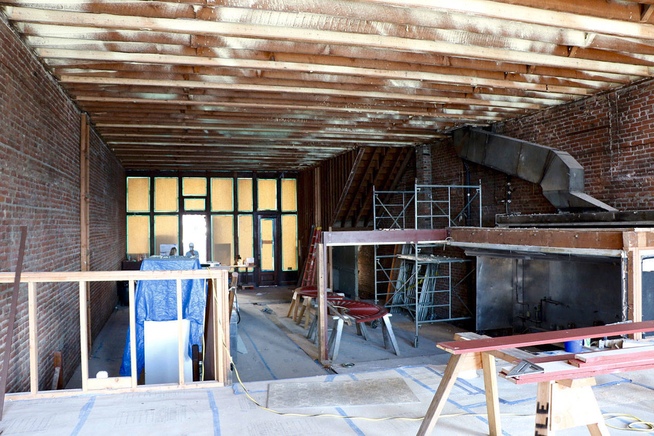 The main floor of the Belmont Hotel is still under construction. It is destined to become a marketplace/restaurant. (Ken Park/Peninsula Daily News)