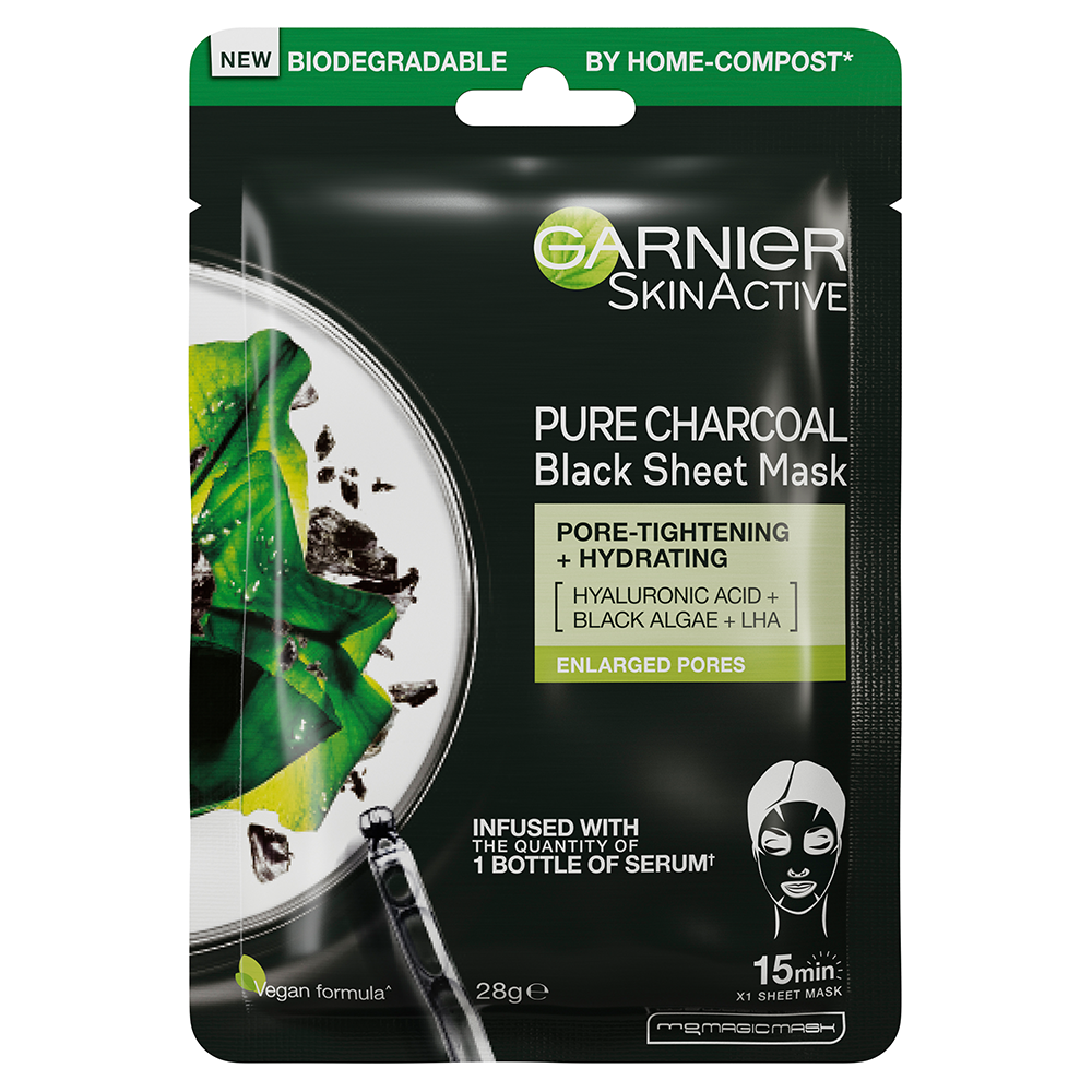 Pure Charcoal Hyaluronic Acid + Black Algae Sheet Mask