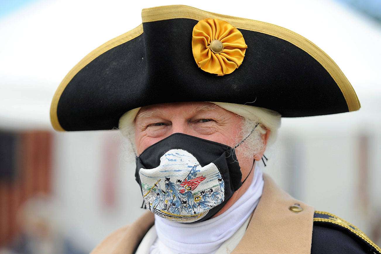 Vern Frykholm, a mainstay at the Northwest Colonial Festival, is pictured portraying George Washington at an earlier event, will be the featured speaker Saturday at The George Washington Inn, talking with local youths in grades 1-3.  Matthew Nash/Olympic Peninsula News Group
