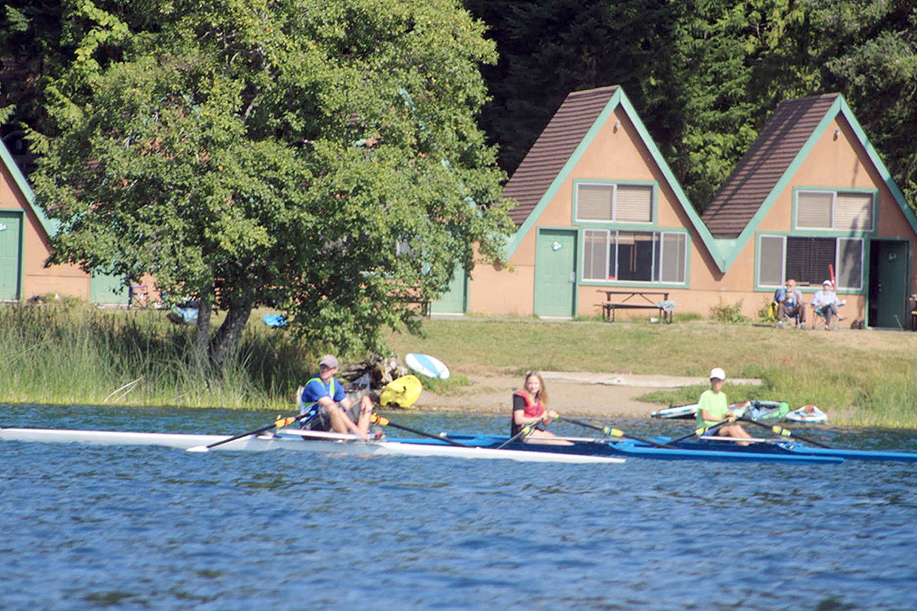Olympic Peninsula Rowing Association members trained on Lake Crescent this summer while the association's boathouse was relocated on Ediz Hook.