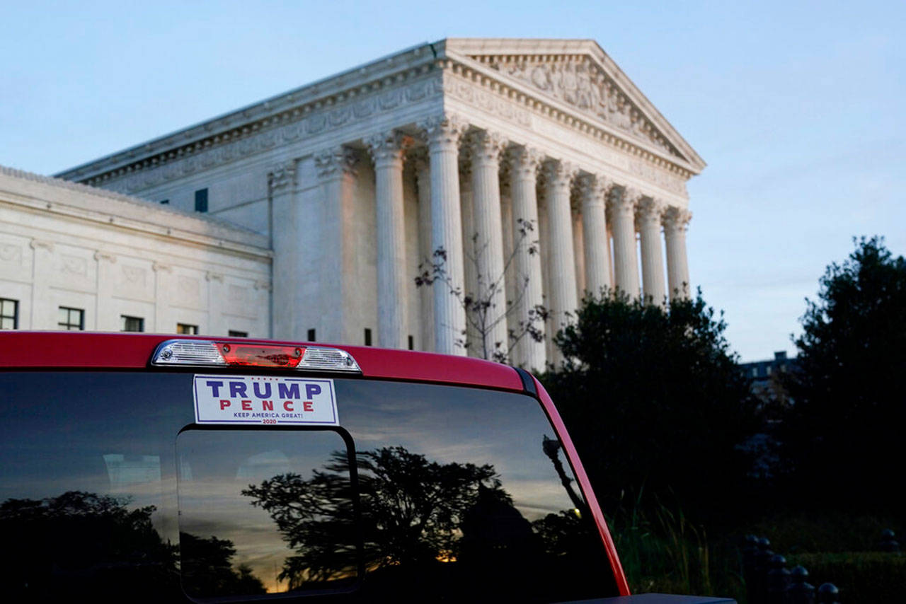 The Supreme Court is seen in Washington on Thursday afternoon, Nov. 5, 2020. (J. Scott Applewhite/Associated Press)