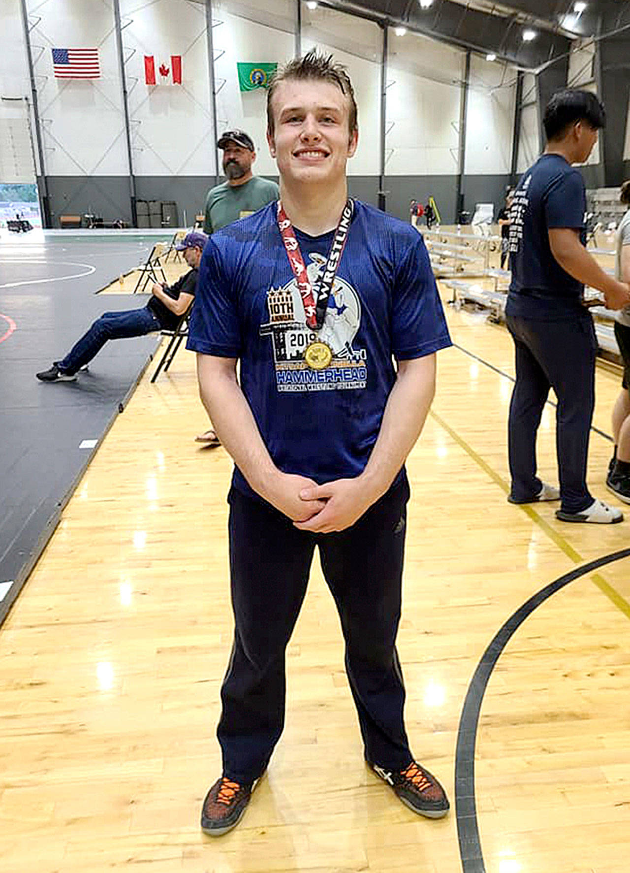 Port Angeles Roughrider Adam Borde finished sixth at the Super State Wrestling Tournament held in Centralia this weekend. Borde lost his first match in the 145-pound category and had to win six straight matches to climb back into the medal rounds. Borde is a three-time placer at Super State. (Courtesy photo)