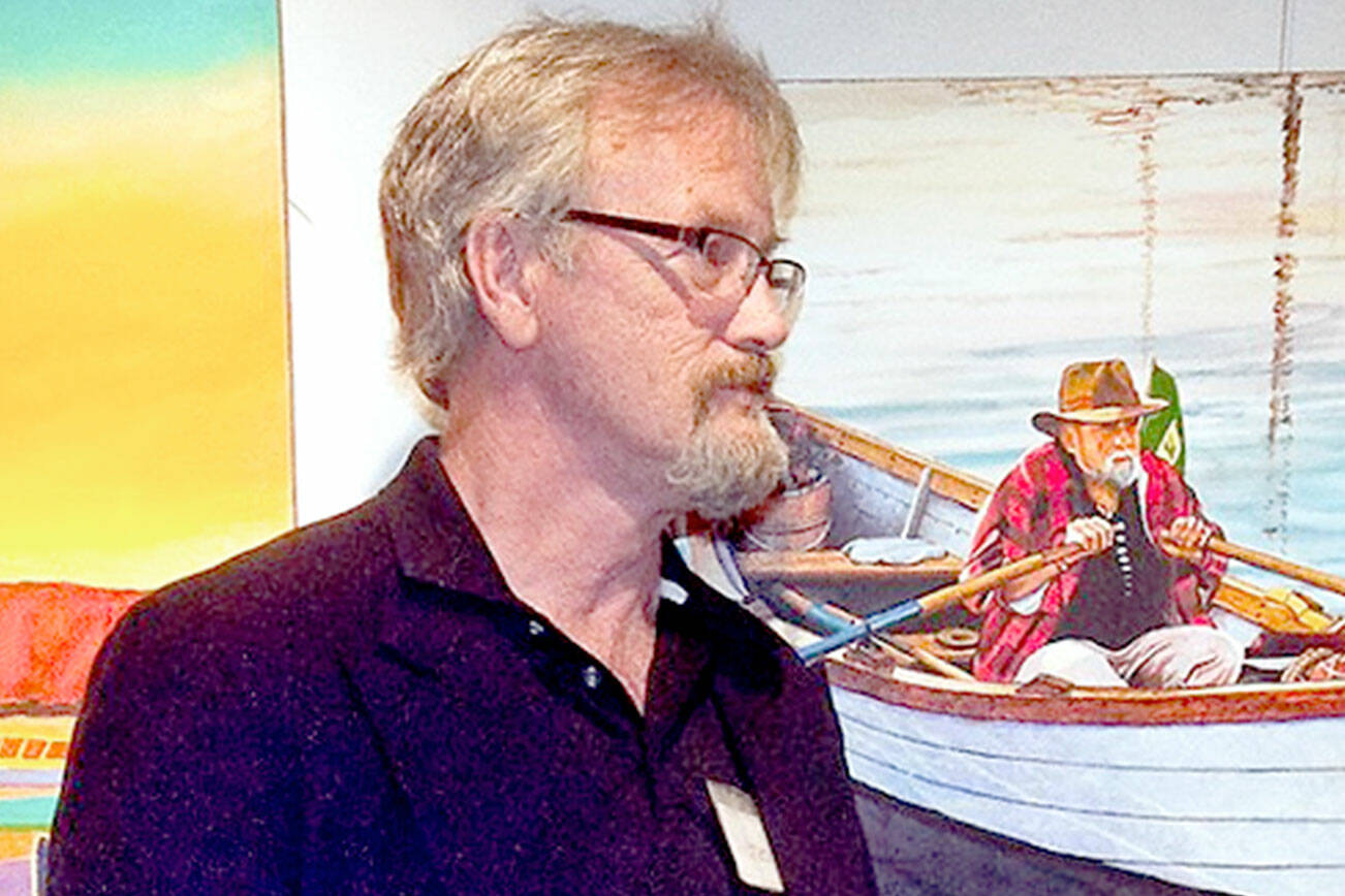 Photos with Michael Hale and his painting