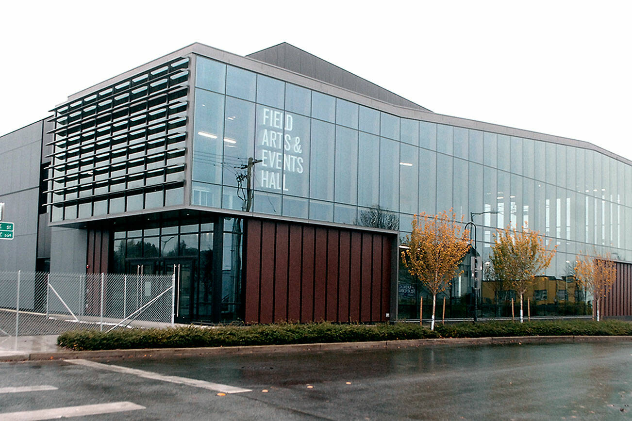 The Field Arts and Events Hall in downtown Port Angeles is yet to be complete as it’s waiting funding to finish the interior of the structure. (Keith Thorpe/Peninsula Daily News)