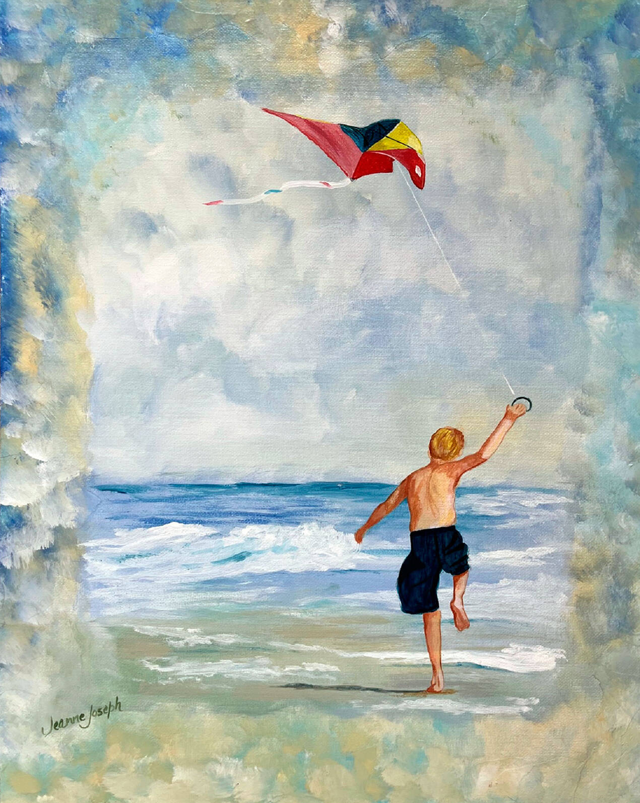 “Run with the Wind” by Jeanne Joseph is one of many paintings depicting summer delights at the Bay Club.