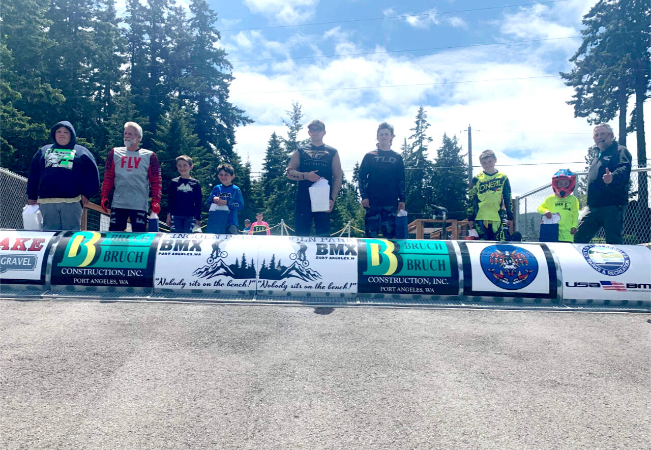 Courtesy photo
The Lincoln Park BMX Track held its annual Race for Life Fundraiser this past weekend with funds going to the Leukemia and Lymphoma Foundation. The track raised more than $6,600 this year. Some of the fundraisers were, from left, Kodiak Adkins, Wayne Goldsbary, Bradan Gray, Bennett Gray, Andy Goldsbary, Cash Coleman, Zebastian Ferrier-Dixon, Braedyn Monette (the top fundraiser at $1,174), and track operator Sean Coleman.