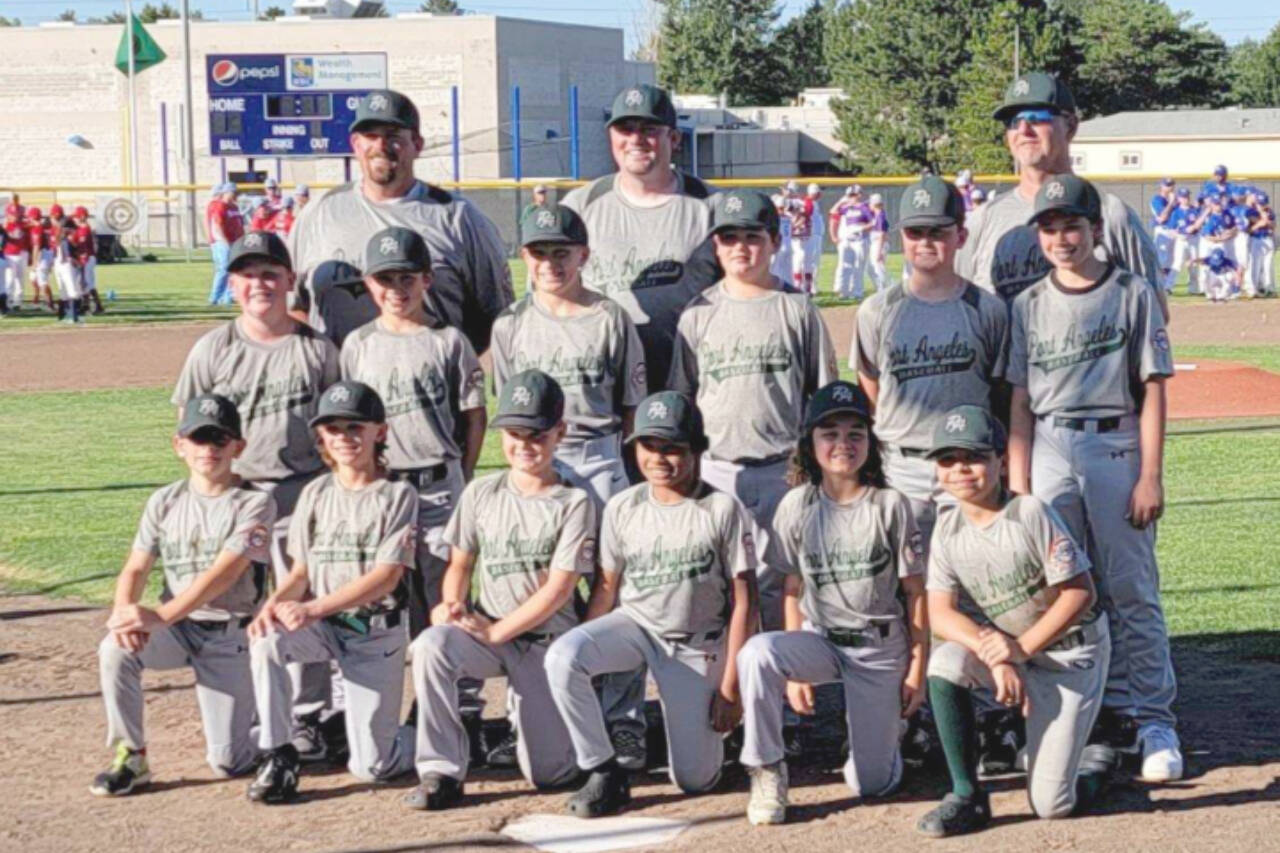 Courtesy photo
The North Olympic Cal Ripken 10U All-Stars made it to the semifinals of the Pacific Northwest Cal Ripken Regionals and is 18-7-1 on the season. From left, top row, are coaches Evan Kiser and Riley Shea and manager Rob Merritt. From left, middle row, are Cooper Merritt, Noah Kiser, Carson Greenstreet, Gavin Doyle, Liam Shea and Brycen Allen. From left, front row, are Kyler Williams Kalob Helvey, Kade Johnstad, Makai McAfee, JoNathan Charles and Juloian Dominguez. Not pictured is Jay Lieberman.