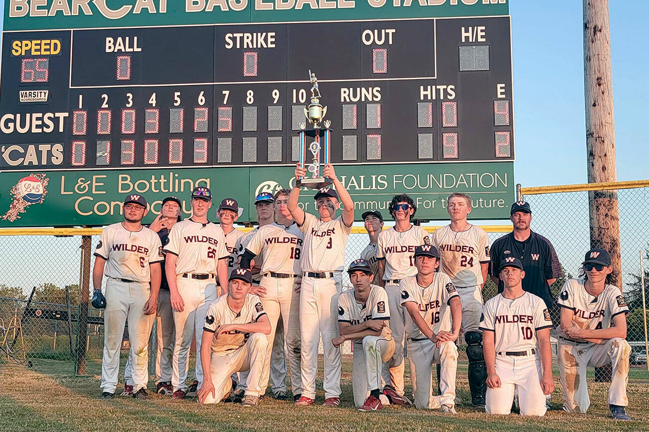 Wilder A won the Washington State American Legion Class A State Tournament with an 11-7 win over the North Idaho Lakers in Chehalis earlier this week. 
Wilder A players are standing, from left,  Kody Williams, Coach Kam Meadows, Aidan Swenson, Brayden Martin, Gunner Rogers, Trae Hanan, Brandt Perry, Lincoln Bear, Ryland Proiette, Devyn Dearinger, coach Greg Dickman and kneeling, from left, Landen Olson, Bryce DeLeon, Kaeden Indelicato, Harris Bower, Garret Buerer