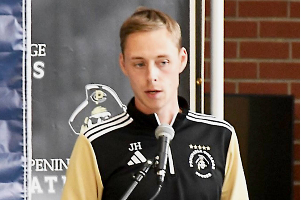 Jake Hughes was named the NWAC men’s soccer coach of the year. Hughes’ 2023 squad won the NWAC championship. (Peninsula College)