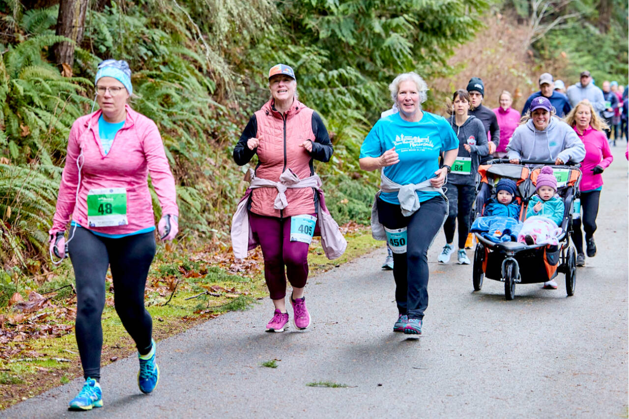 Participants run, walk and push during the Elwha Bridge Run last year. (Run the Peninsula)