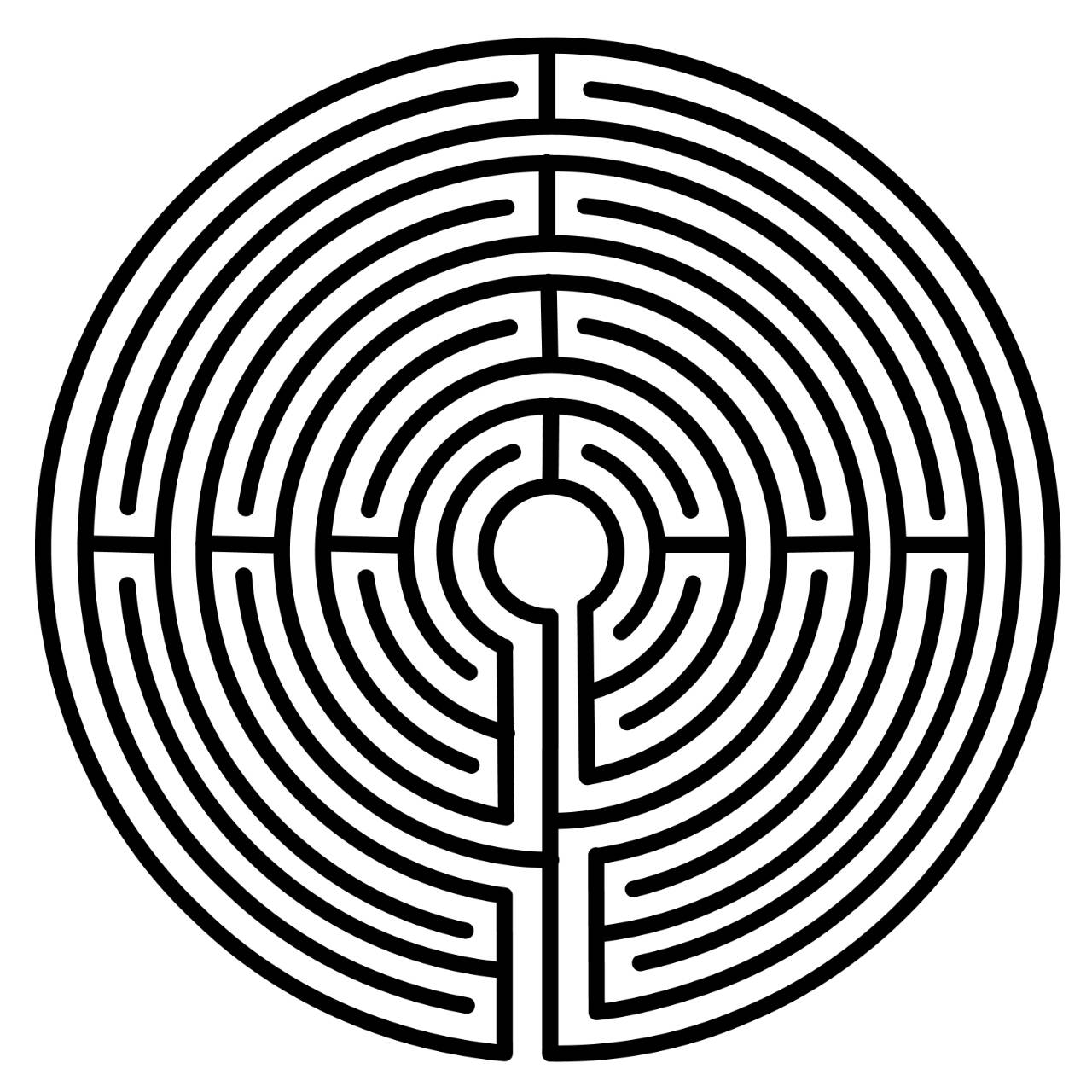 The pattern of the Chartres labyrinth, used for meditative walking.