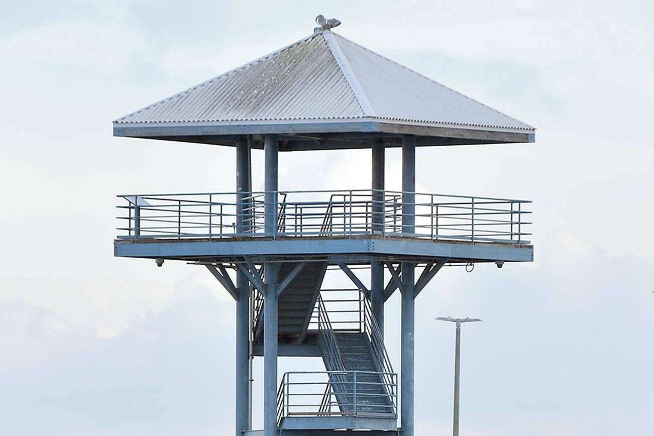 Repairs to the observation tower at Port Angeles City Pier, shown Wednesday, could begin as early as this month using lodging tax funds. (Keith Thorpe/Peninsula Daily News)