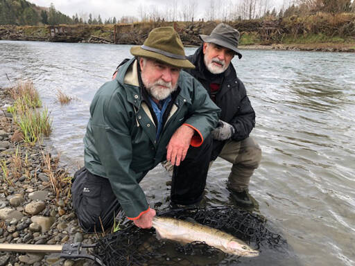 Pat Neal, left, and former Peninsula Daily News editor and publisher John Brewer. (Pat Neal)