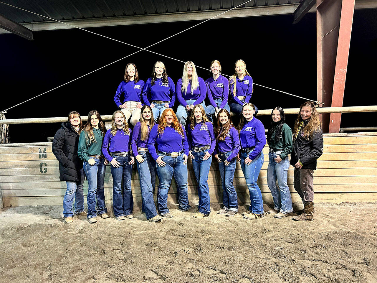 Photos by Katie Newton-Salmon
2024 Sequim and Port Angeles Equestrian teams got off to a great start during its first WAHSET competition, bringing home where they brought home nine first place wins. Top row from left: Katelynn Sharpe, Kennedy Gilbertson, Savanah Boulton, Celbie Karjalainen, Asha Swanberg
Bottom row left: Coach Misty Gilbertson, PA member Olivia West, Kenzie Winters, Lilly Meyer, Joanna Seelye, Taylor Lewis, Kiaja Johnson, Paisley Morris, PA member Zakara Braun, and coach Ady Crosby. Not pictured non-competing member Paige Reed and advisor Katie Newton.