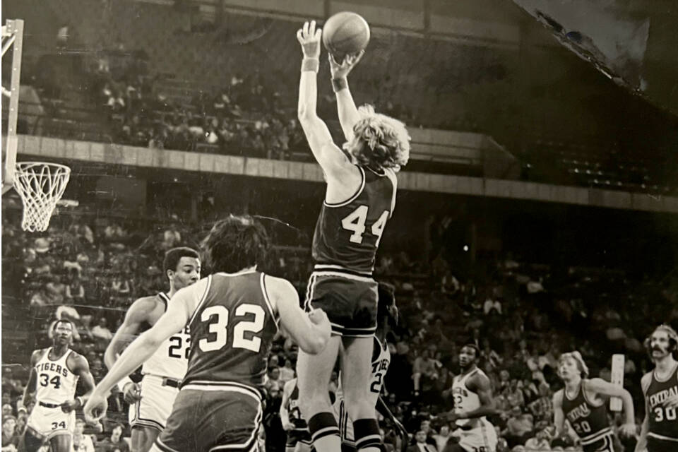 Steve Johanson (44), an all-Olympic basketball player for Port Angeles High School, went on to play at Central Washington, leading the Wildcats to the elite eight in the NAIA national tournament in the 1970s.