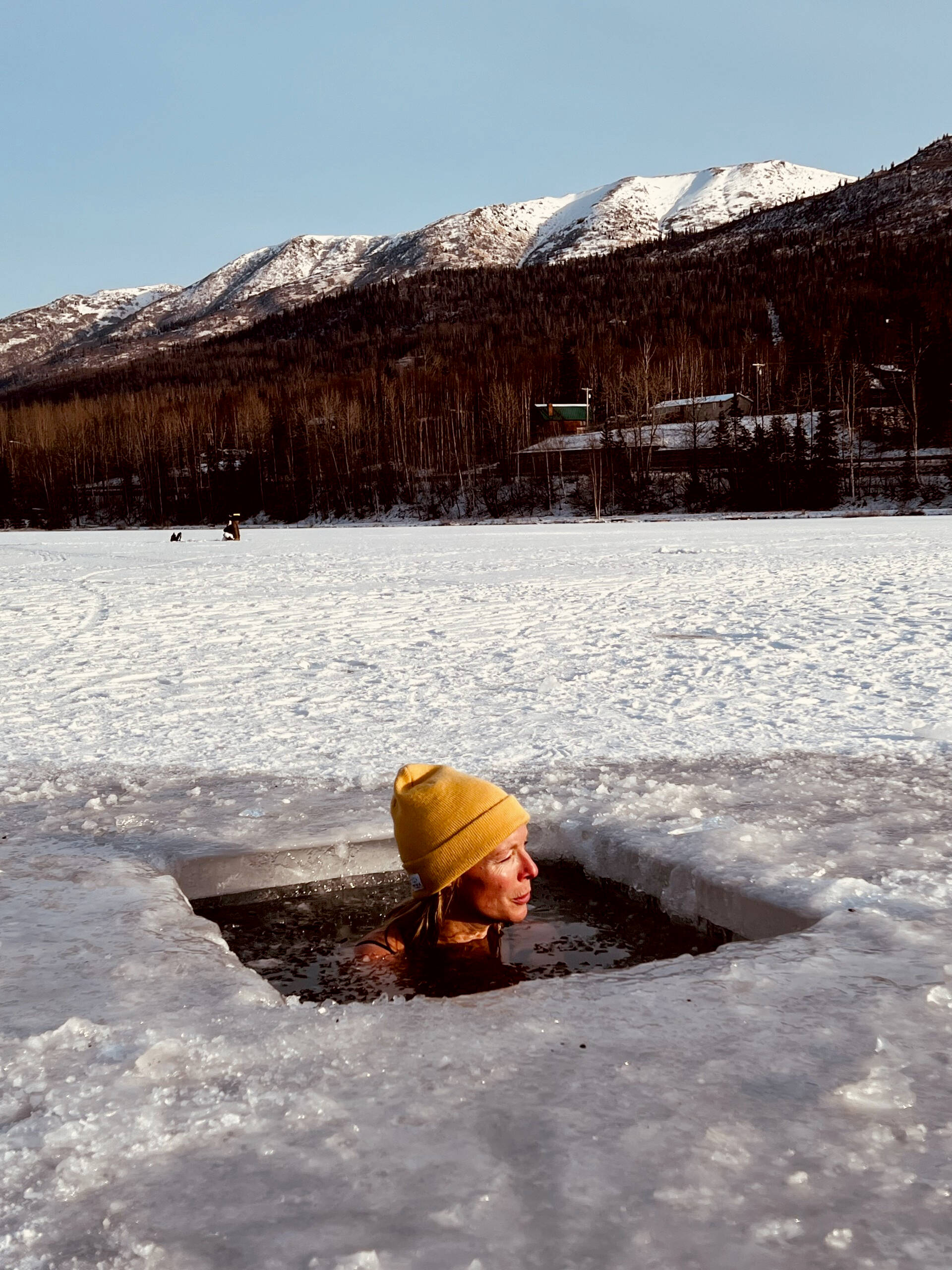 Karyn Stillwell cold plunging in Alaska. (Karyn Stillwell)