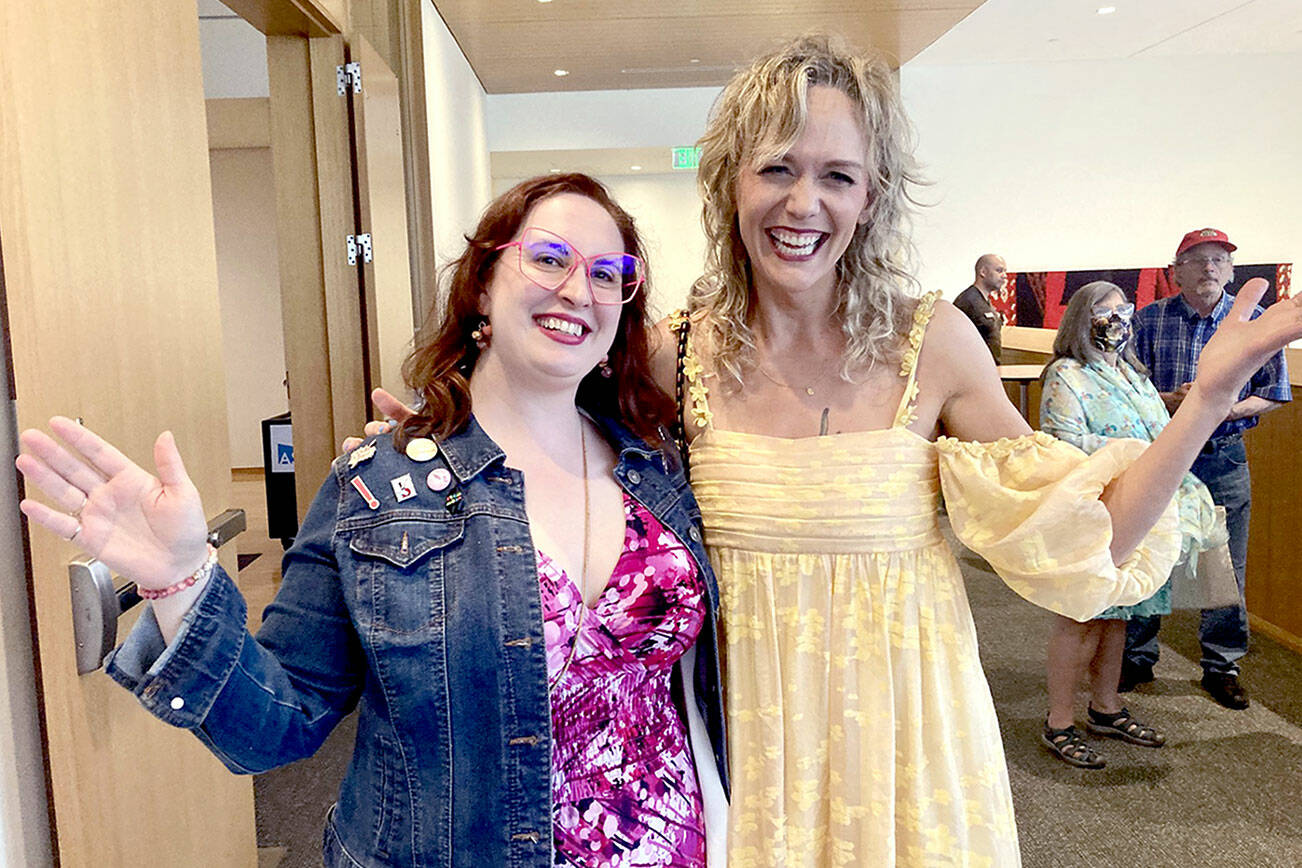 Melody Sky Weaver, left, and Sally Franson at the Big in Sweden book launch at the American Swedish Institute in Minneapolis, July 2024. (James Weaver)