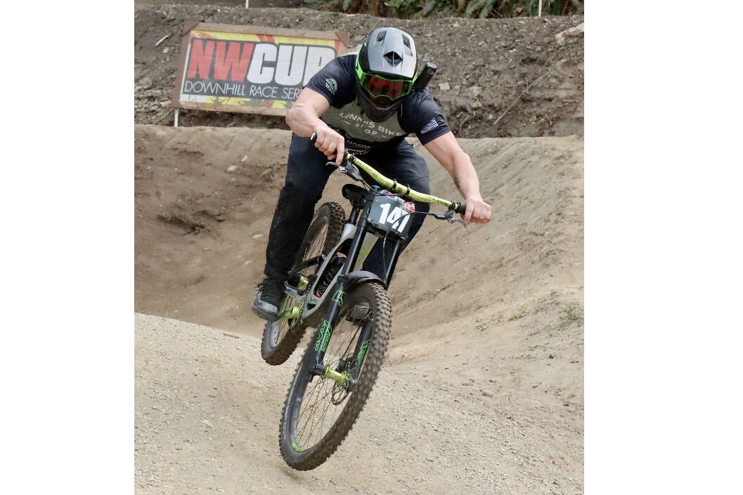 The first leg of this year’s Northwest Cup was held this past weekend at the Dry Hill race course. Nearly 500 racers from all across the Pacific Northwest competed. Here, Brandon Hintz of Seabeck flies down the bottom of the course. The NW Cup returns to Dry Hill May 16-18. (Dave Logan/for Peninsula Daily News)
