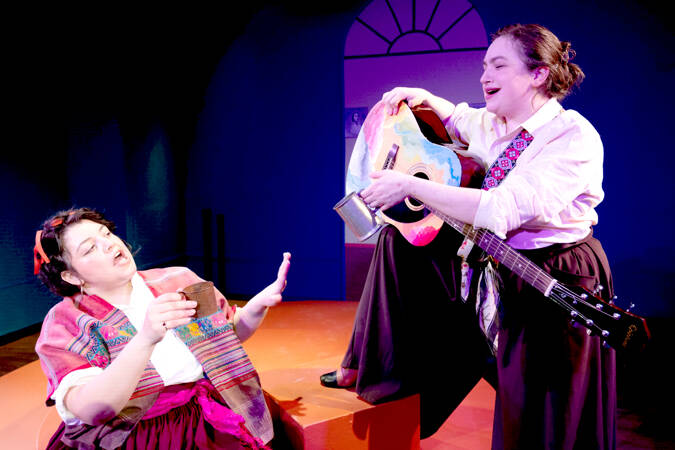 Antonieta Carpio, left, has the title role while Olivia Pedroza provides the music for “Carmelita,” opening this week at Key City Public Theatre in Port Townsend. (Mel Carter)