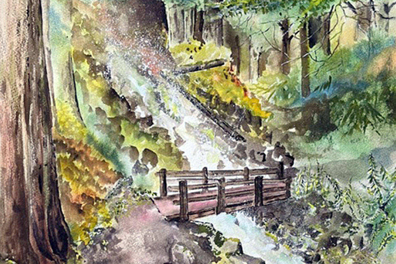 “Trail to Sol Duc Falls” will be part of the Blue Whole Gallery’s “28 on the Strait” exhibit during the First Friday Art Walk in Sequim.