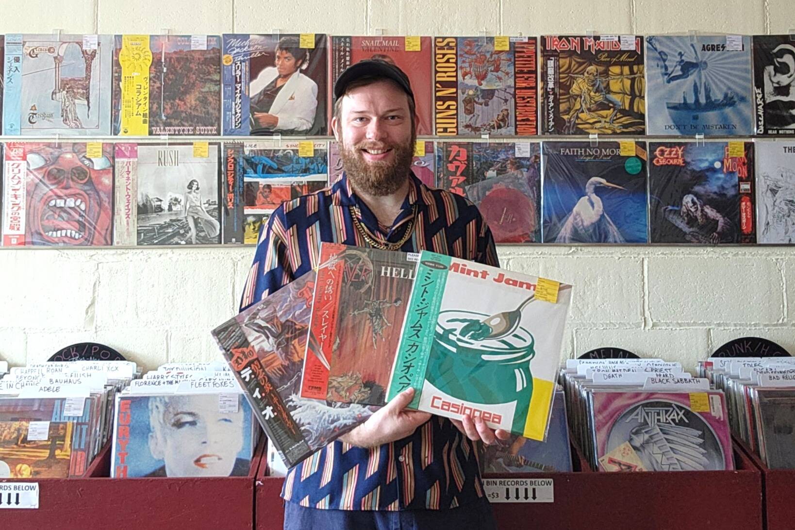 Known for specializing in Japanese vinyl pressings, Vinny Robbins, Bremerton store owner of Beats N’ Cats Records, will return to the Sequim Record Show on Saturday as one of 25-plus vendors. He said Sequim seems to like heavy metal, hip-hop and jazz albums. (Vinny Robbins)