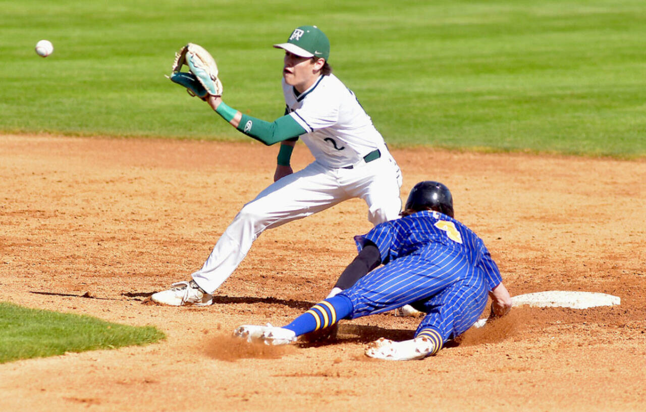 Port Angeles’ Alex Angevine helped turn 10 double plays at shortstop. He also hit .318, stole 19 bases, scored 30 runs and pitched some critical, high-stress innings down the stretch for the Roughriders. (Keith Thorpe/Peninsula Daily News)