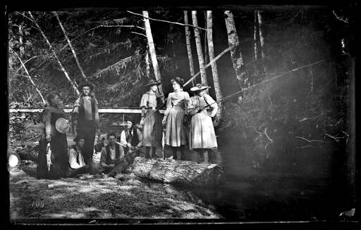 A camping scene, circa 1895, with the McClinton brothers as the photographers. (North Olympic History Center)