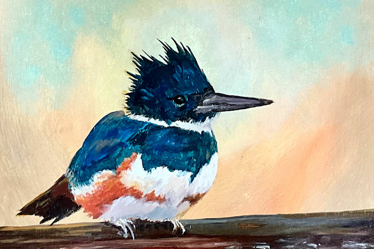 Shelley Brown’s “Kingfisher” will be on exhibit at the Port Ludlow Art League throughout August.