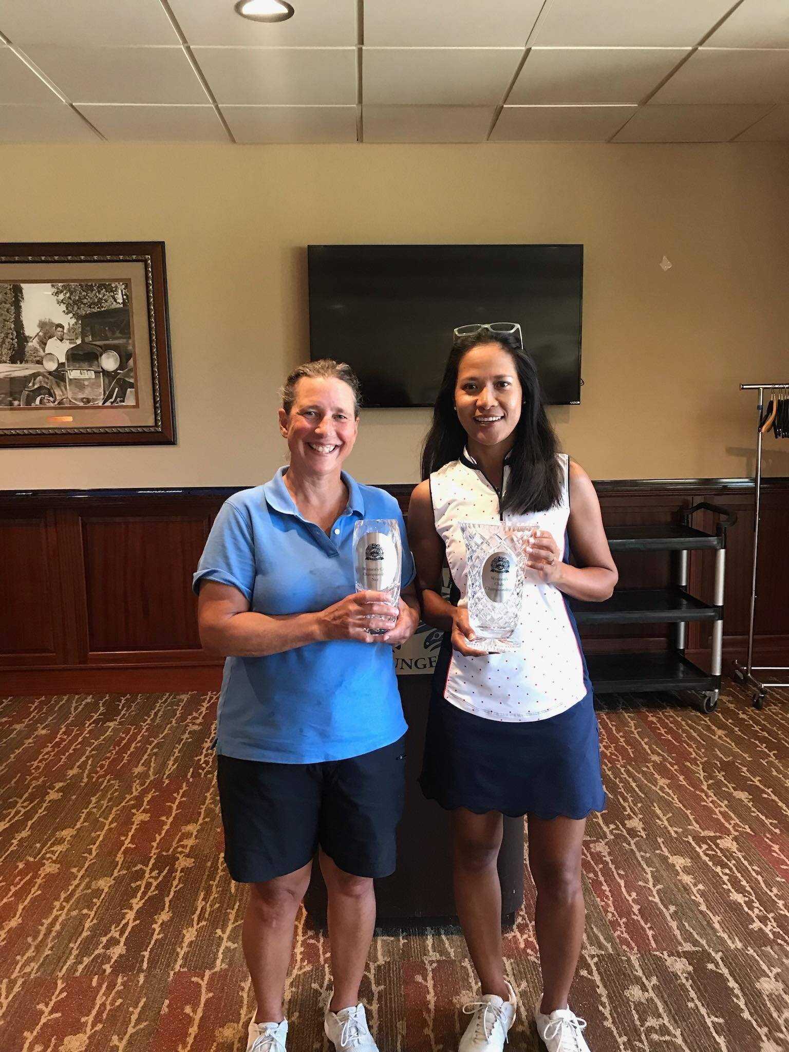 The Cedars at Dungeness Women’s Golf Association held its club championship this week with Jane Peoples, right, earning the low gross title and Jodi Stone taking the low net championship.