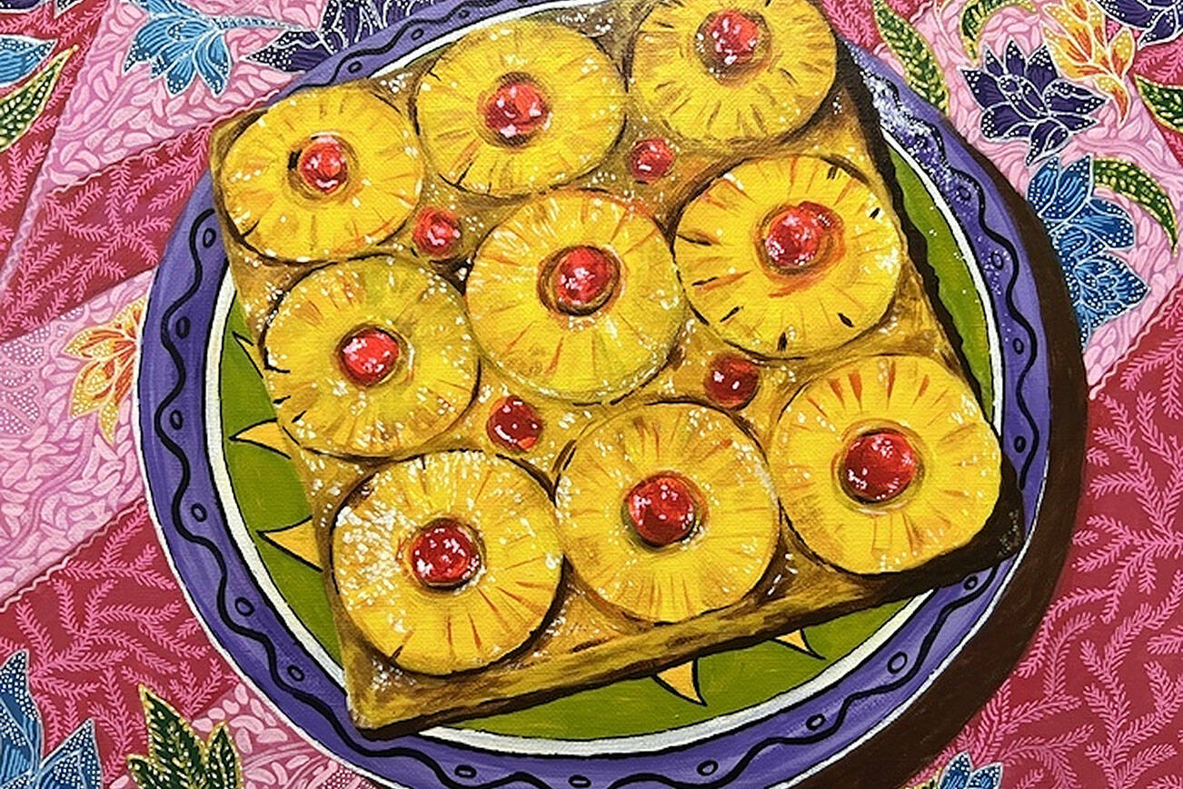 “Pineapple Upside Down Cake” by Virginia Ashby is among the award winners in the new “Potluck Banquet” show at Northwind Art’s gallery in Port Townsend. The venue will be part of Art Walk this Saturday, while the show will stay on view through Oct. 13. (Northwind Art)