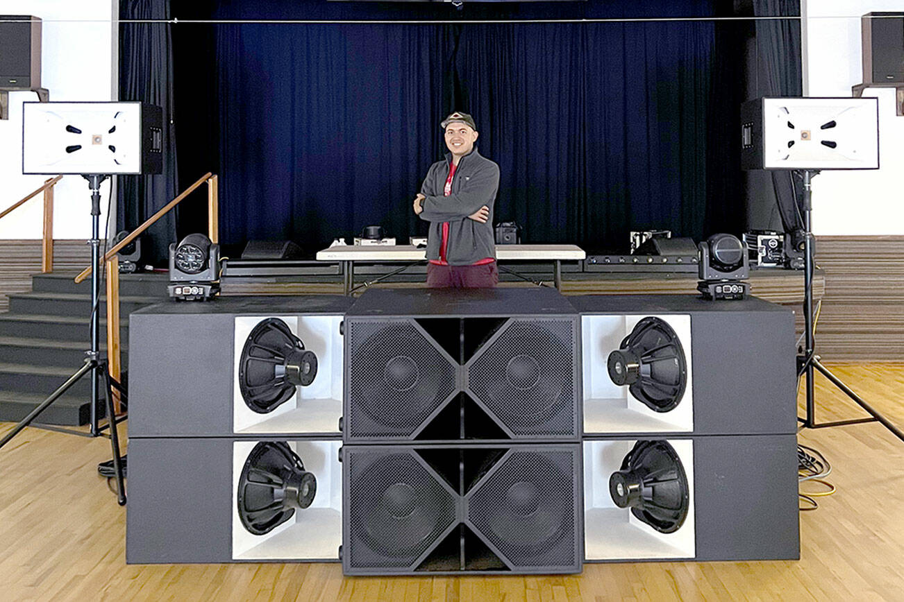 As Above, So Below festival organizer and DJ Mark Hardy load sound systems into the venues at the Jefferson County Fairgrounds on Wednesday.