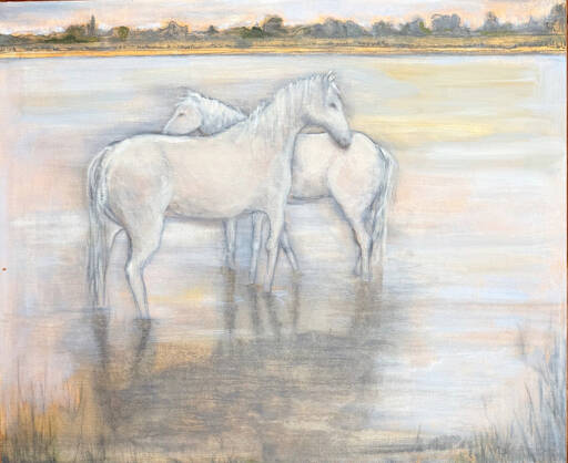 Port Townsend artist Elisabeth Mention’s “Camargue Horses” is among the new artworks at Jefferson Healthcare hospital.