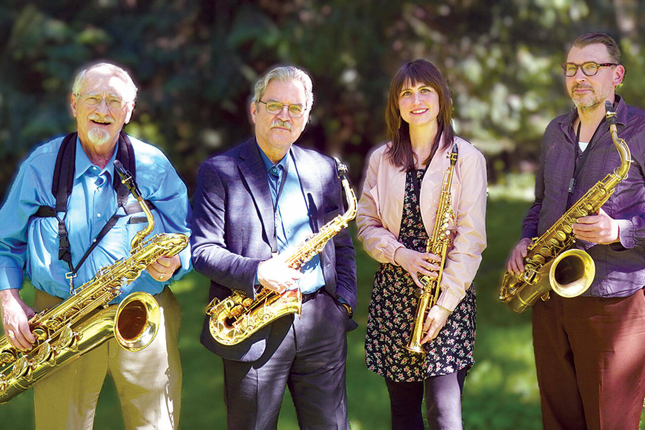 From left to right, Al Thompson, Vincent Oneppo, Stephanie M. Neumann and Jonathan Doyle will perform two pieces for saxophone quartets during a chamber music concert on Saturday. (Doug Rodgers)