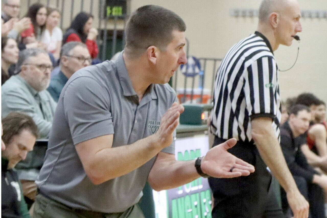Kasey Ulin coached the Port Angeles boys basketball team from 2015 to 2025. He announced his resignation late last month. (Dave Logan/for Peninsula Daily News)