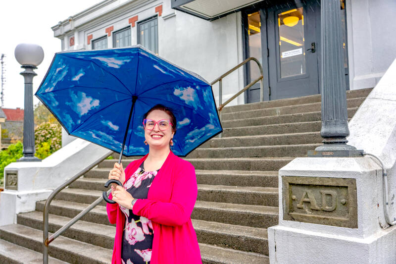 Community Services Director Melody Sky Weaver at the Port Townsend Carnegie Library. The library will receive a $10,000 gift from the Carnegie Corporation of New York, the foundation founded by industrialist Andrew Carnegie. The library was opened in 1913 and the gift is to celebrate the 250th anniversary of the United States. (Steve Mullensky/for Peninsula Daily News)