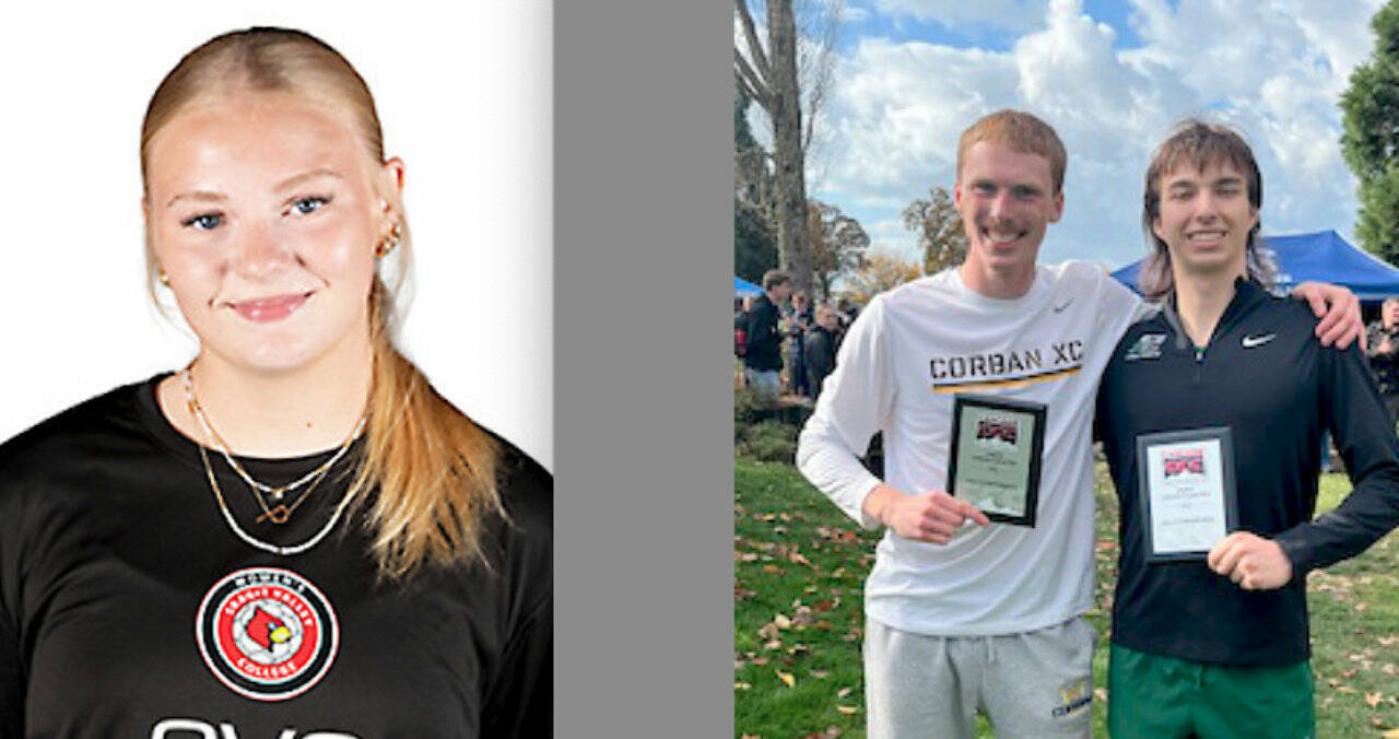 Paige Mason, left, and Jack Gladfelter and Max Baeder, right.