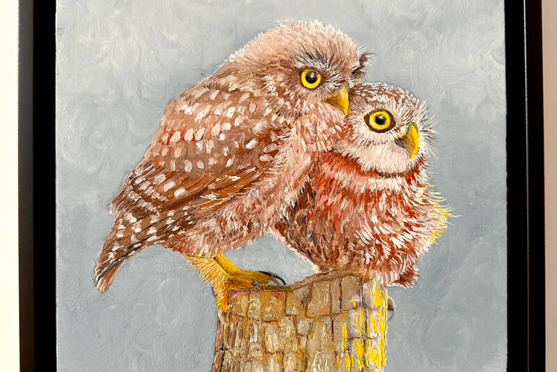 “I’ll Tell You a Secret” by Rose Guastella is among the avian tributes in “Small Expressions,” on view through Jan. 5 at Northwind Art’s Jeanette Best Gallery in Port Townsend. (Rose Guastella)